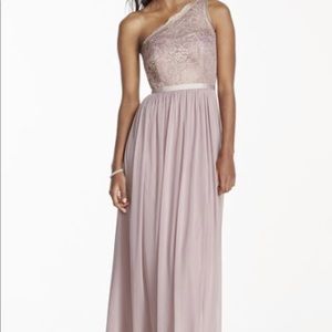 David’s Bridal Rose Gold Metallic Bridesmaid Dress